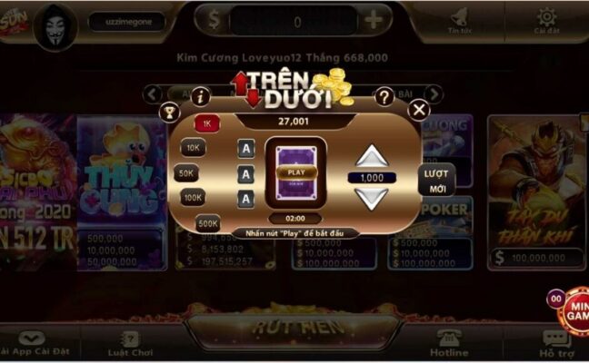 Mini  game trên dưới Sunwin